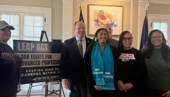 Aliyah Hodges with Rep Tim Kennedy introducing the LEAP Act